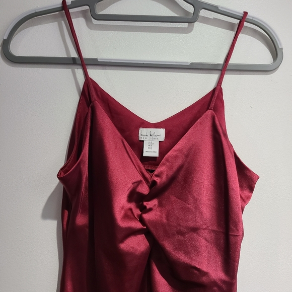 Nicole Miller NY slip dress size Small Midi silky maroon - Picture 7 of 15